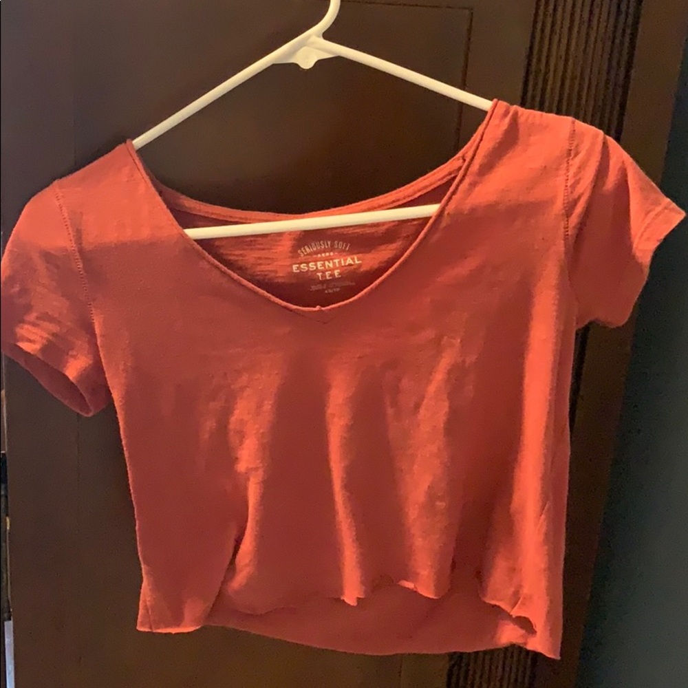 Aeropostale Burnt Red Cropped T-Shirt